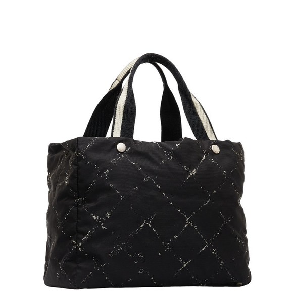 Chanel Handbag Black Canvas Bag Tote Nylon Line - Picture 1 of 12